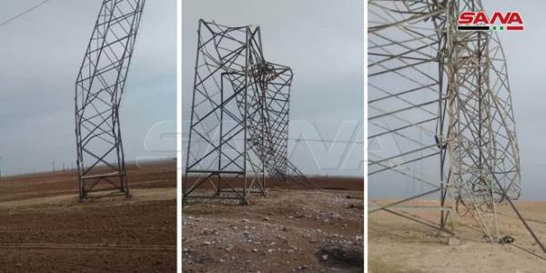 انقطاع التغذية الكهربائية عن محافظة الحسكة بسبب انهيار برجين وتضرر ثالث